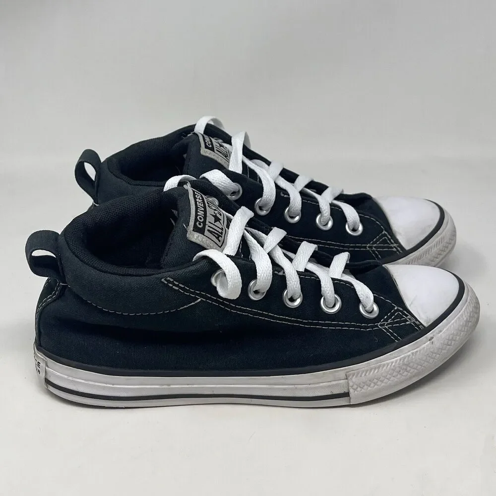 Converse All Star Mid Top Shoes Kids Size 3 Black Canvas Sneakers